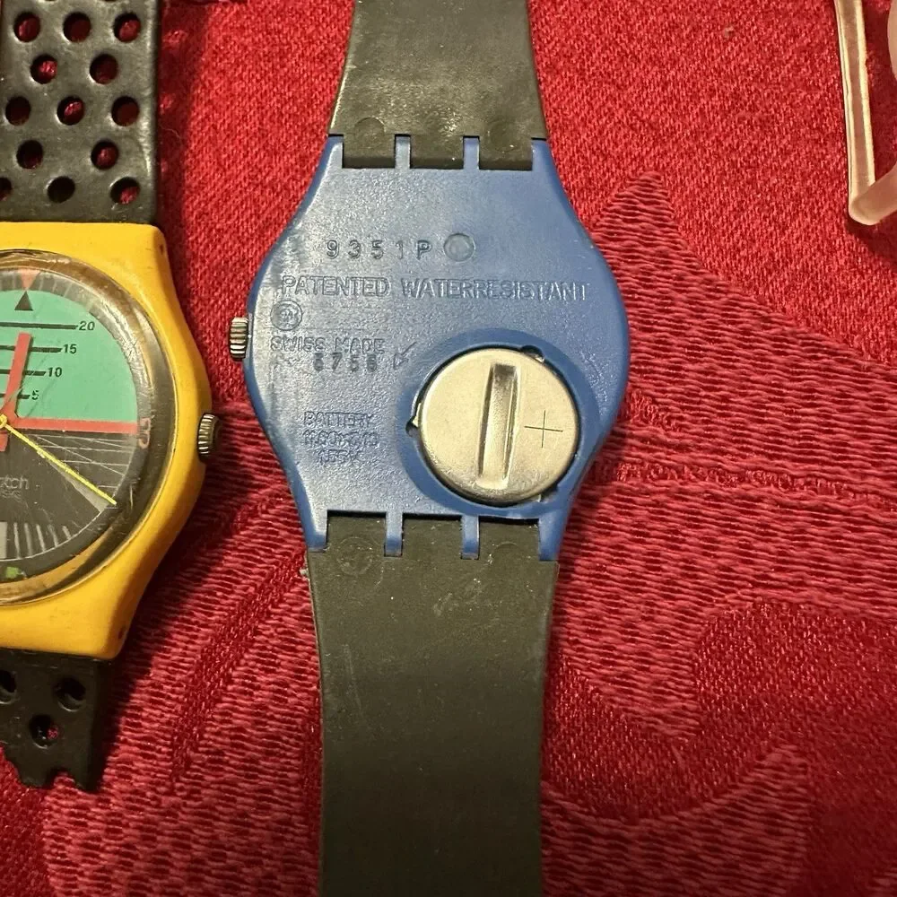 Vintage 1989 / 1987 Swatch Blue Jet & Follow Me Classic Design New Batteries.